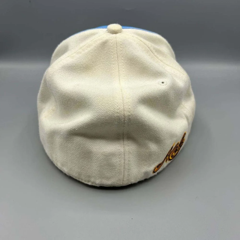 Air Jordan Hat Men 7‎ 1/4 White Blue Embroidered Jumpman Fitted Cap Melo